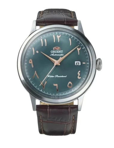 reloj automático hombre Orient Bambino Arabic Dial "Oasis Teal" RA-AC0035E 40.5m correa de cuero cal. F6724